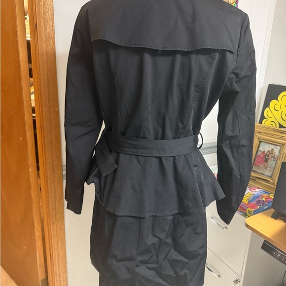 New York & Co black trench coat with ruffle detail - Picture 2 of 3